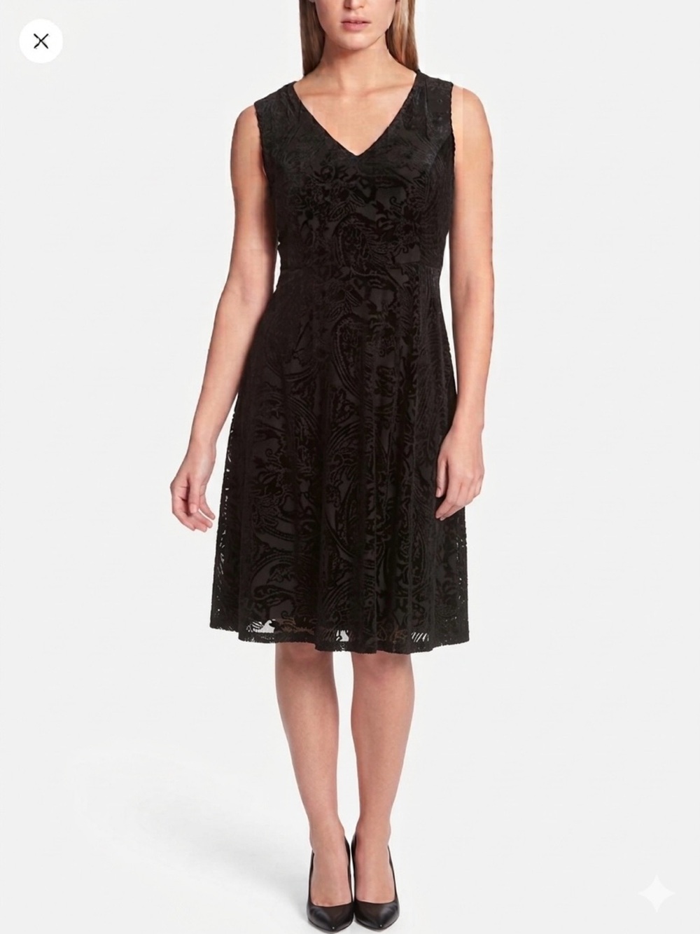 Tommy Hilfiger Black Velvet Floral Burnout Fit & Flare Cocktail Dress